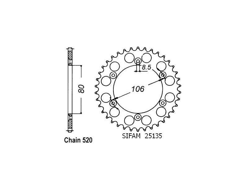 Couronne Acier Aprilia - 520 - 49 Dents - Similaire JTR22 - Made in Germany0
