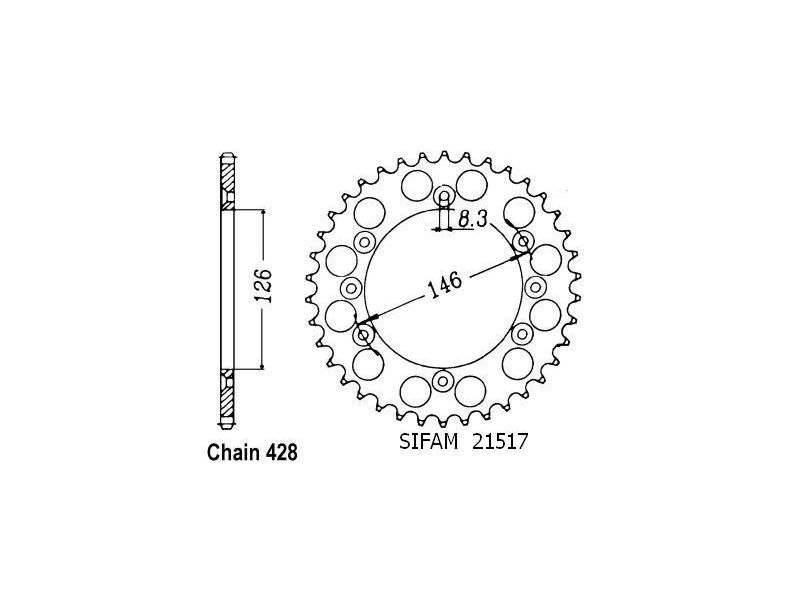 Couronne Acier Suzuki - 428 - 50 Dents - Similaire JTR805 - Made in Germany0