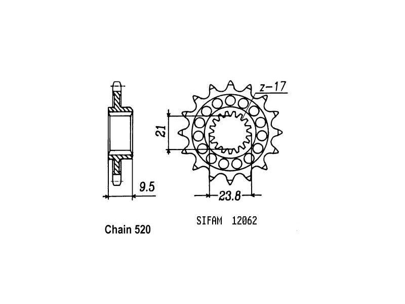 Pignon TT Yamaha - 520 - 15 Dents - Similaire JTF284 - Made in Germany0