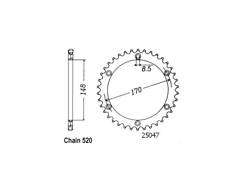 Couronne Acier TT Suzuki - 520 - 42 Dents - Similaire JTR828 - Made in Germany0