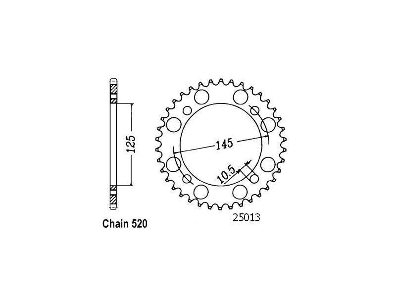 Couronne Acier TT Yamaha - 520 - 39 Dents - Made in Germany0