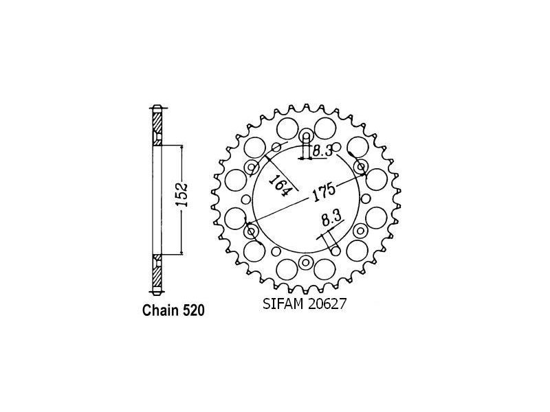 Couronne Acier TT Yamaha - 520 - 48 Dents - Similaire JTR853 - Made in Germany0