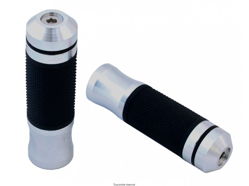 Poignées Bicolores Argent Longueur : 128mm / Ø : 24/22mm  0