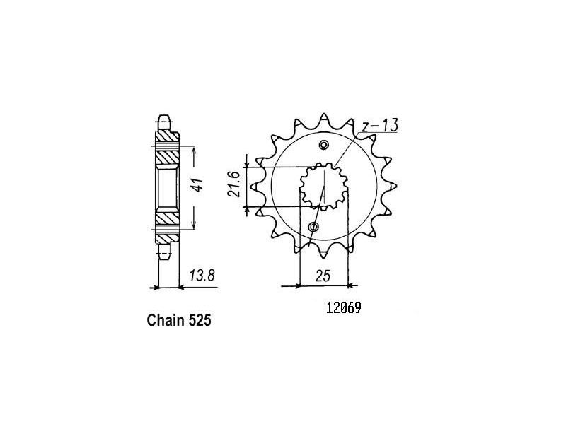 Pignon Honda - 525 - 15 Dents - Similaire JTF296 - Made in Germany0