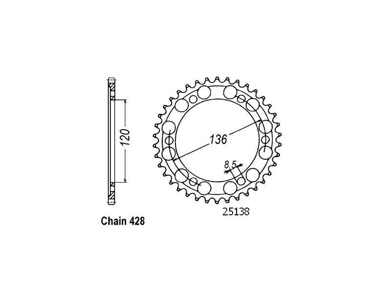 Couronne Acier TT - 428 - 57 Dents - Made in Germany0