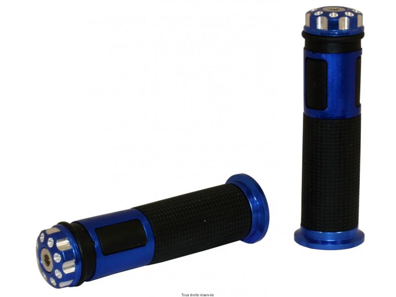 Poignées Bicolores Bleues Longueur : 128mm - Ø : 22/24mm Fermée avec embout vissé0