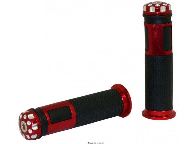 Poignées Bicolores Rouges Longueur : 128mm - Ø : 22/24mm Fermée avec embout vissé0