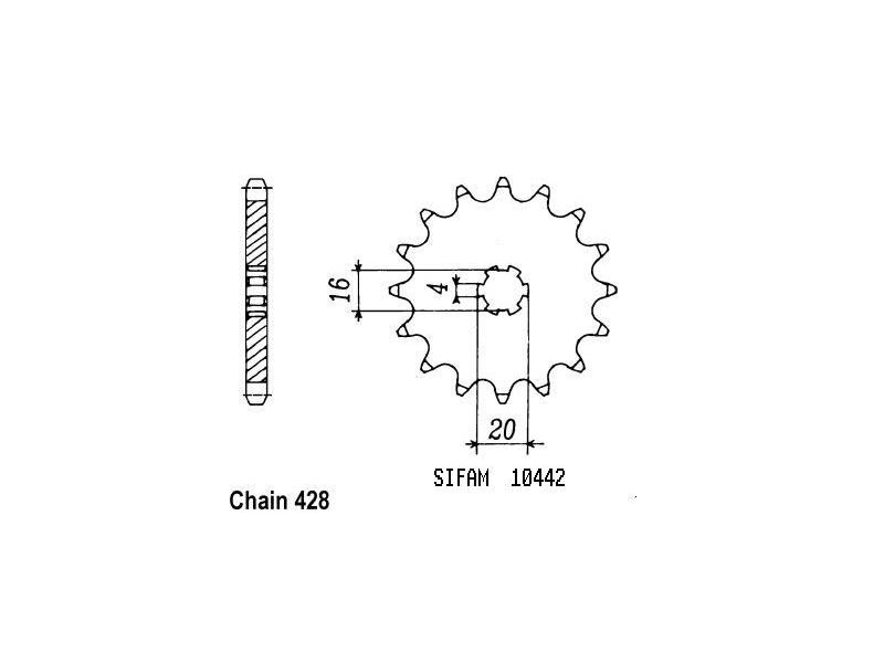Pignon TT Kawasaki - 428 - 15 Dents - Similaire JTF416 - Made in Germany0