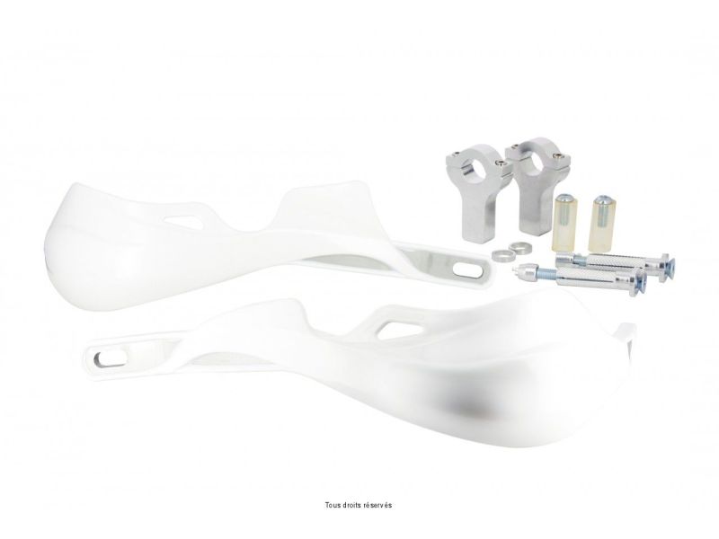 Protège Mains Universel Blanc Pour Guidons Ø22 Structure Alu + Kit Fixation0