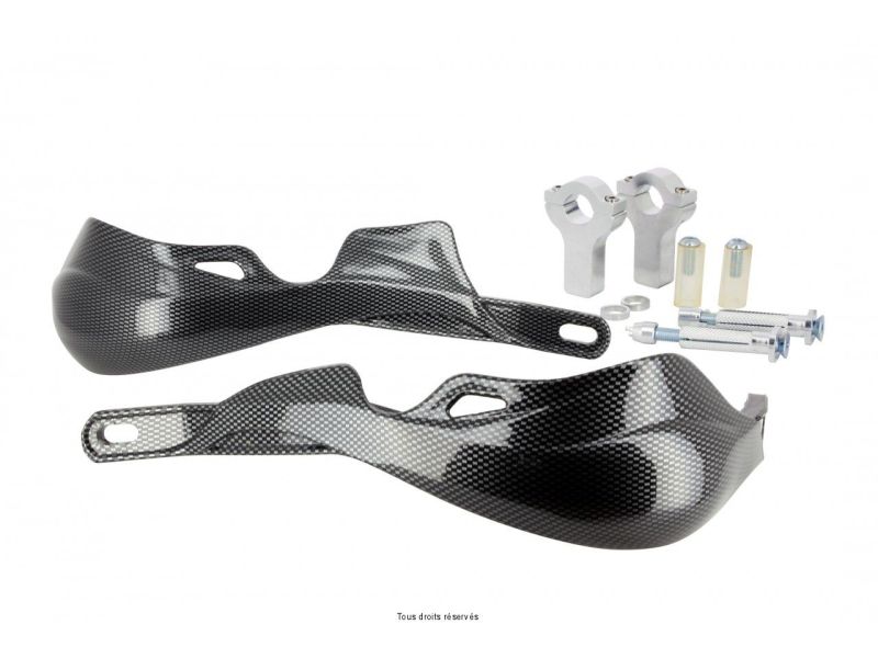 Protège Mains Look Carbone Pour Guidons Ø22 Structure Alu + Kit Fixation0