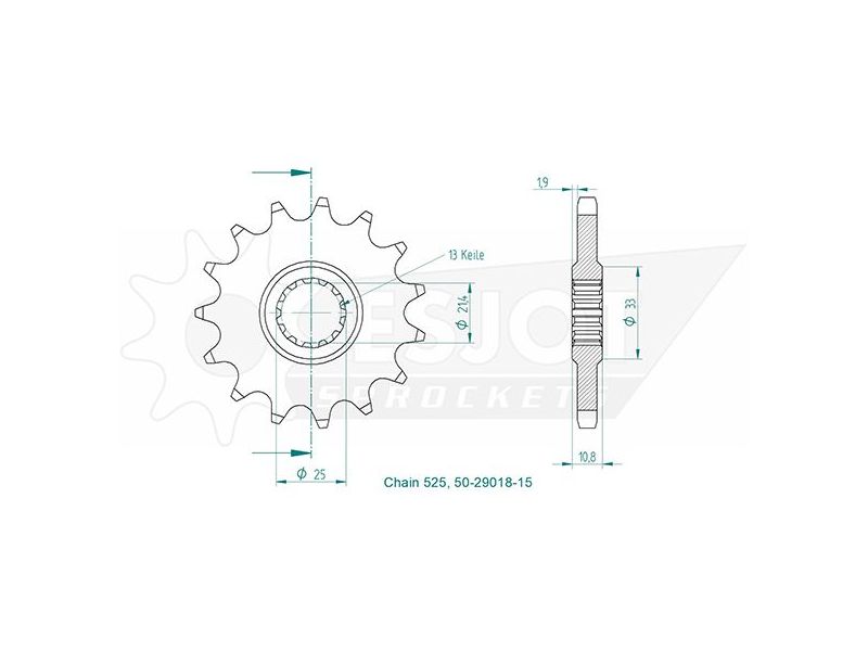 Pignon - 525 - 15 Dents - Made in Germany0