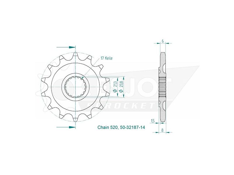 Pignon TT HONDA - CRF 250 R - 520 / 14 dents0