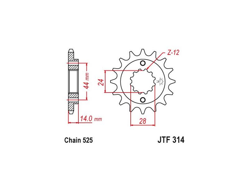 Pignon Honda - 525 - 16 Dents - Similaire JTF314 - Made in Germany0