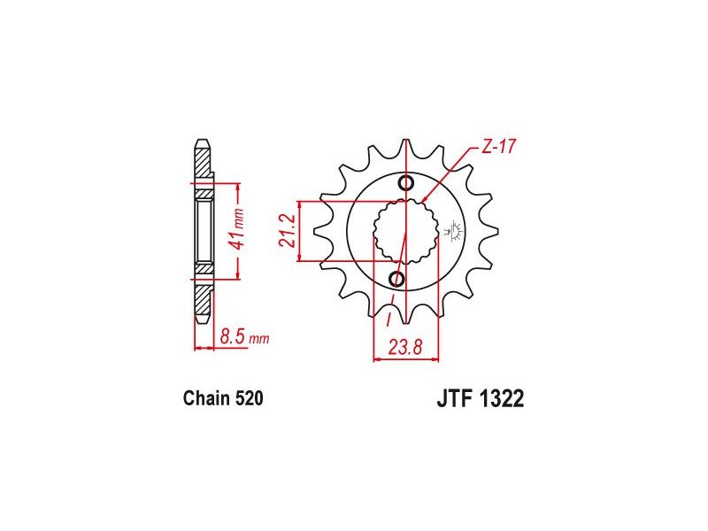 Pignon TT Honda - 520 - 14 Dents - Similaire JTF1322 - Made in Germany0