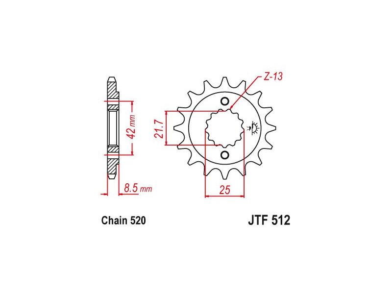 Pignon TT Kawasaki - 520 - 16 Dents - Similaire JTF512 - Made in Germany0