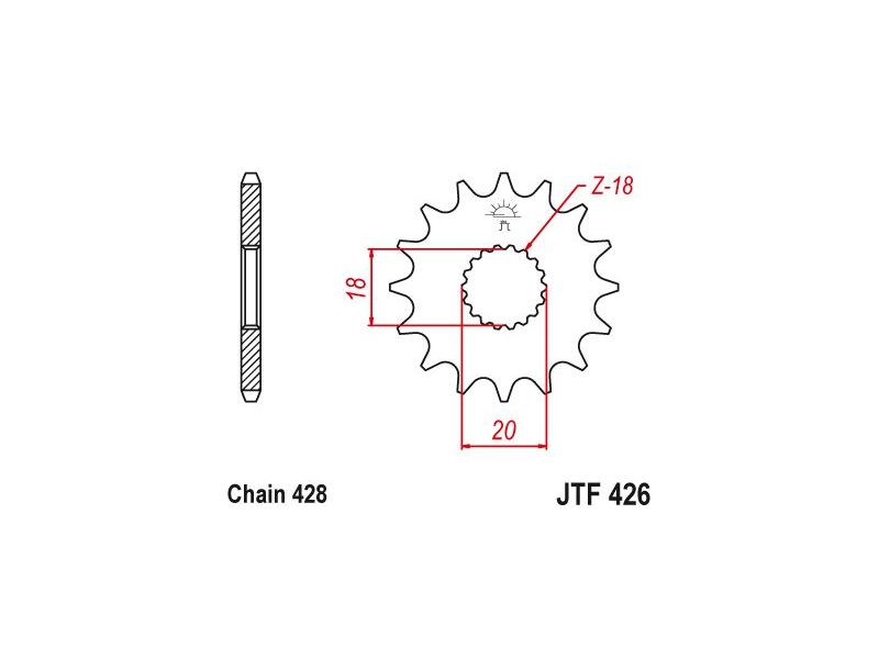 Pignon TT Suzuki - 428 - 14 Dents - Similaire JTF426 - Made in Germany0