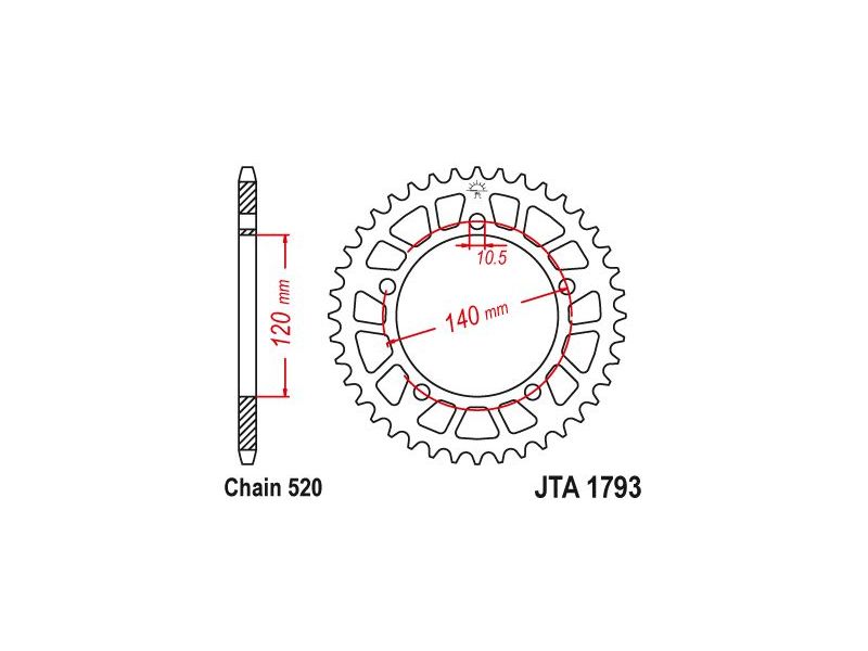 Couronne Alu Suzuki - 520 - 43 Dents - Similaire JTA1793 - Made in Germany0
