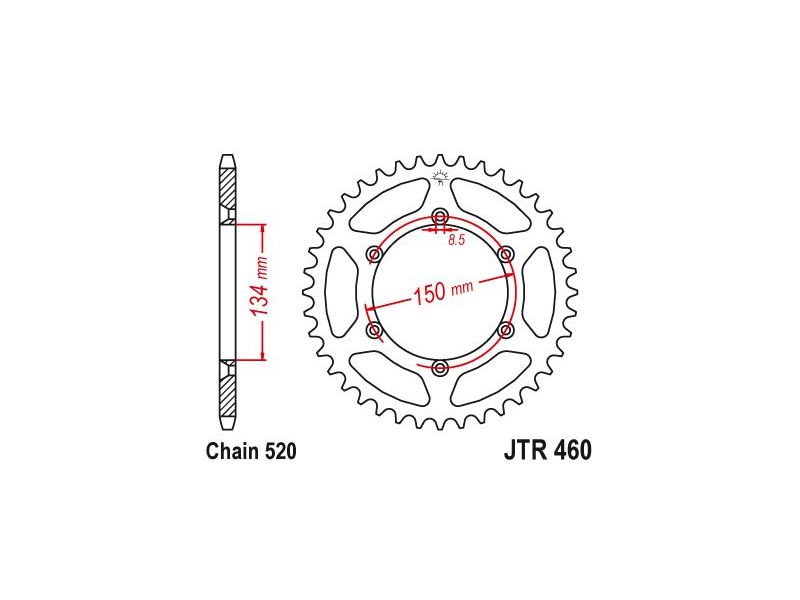 Couronne Acier TT Kawasaki-Suzuki - 520 - 46 Dents - Similaire JTR460 - Made in Germany0