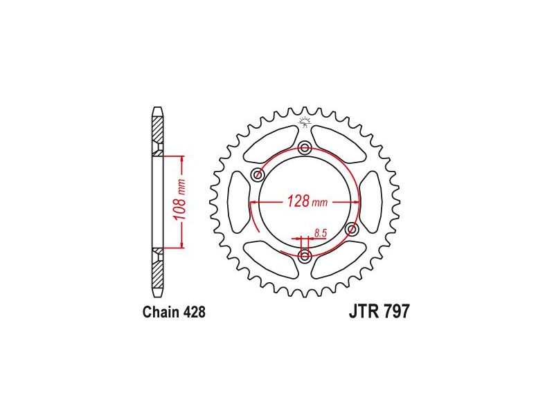 Couronne Acier TT Suzuki - 428 - 57 Dents - Similaire JTR797 - Made in Germany0