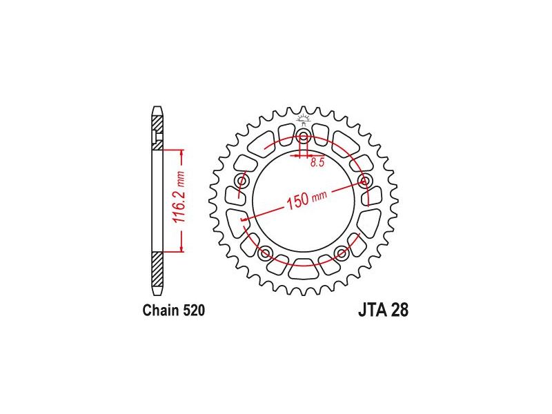 Couronne Racing Alu Aprilia 250 Rs 1995-2004 46 Dents - Similaire JTA280