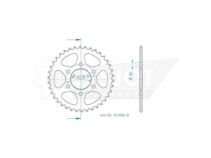 Couronne Esjot pour Royal Enfield - 525 - 38 dents0