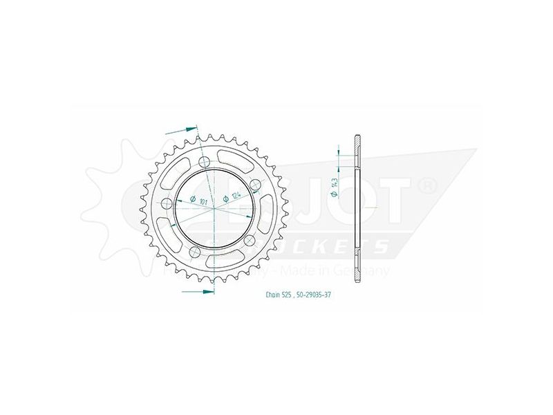 Couronne Acier KTM - 525 - 37 Dents - Made in Germany0