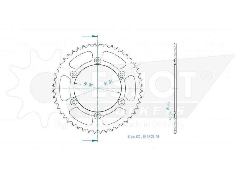 Couronne Alu - 520 - 46 Dents - Made in Germany0