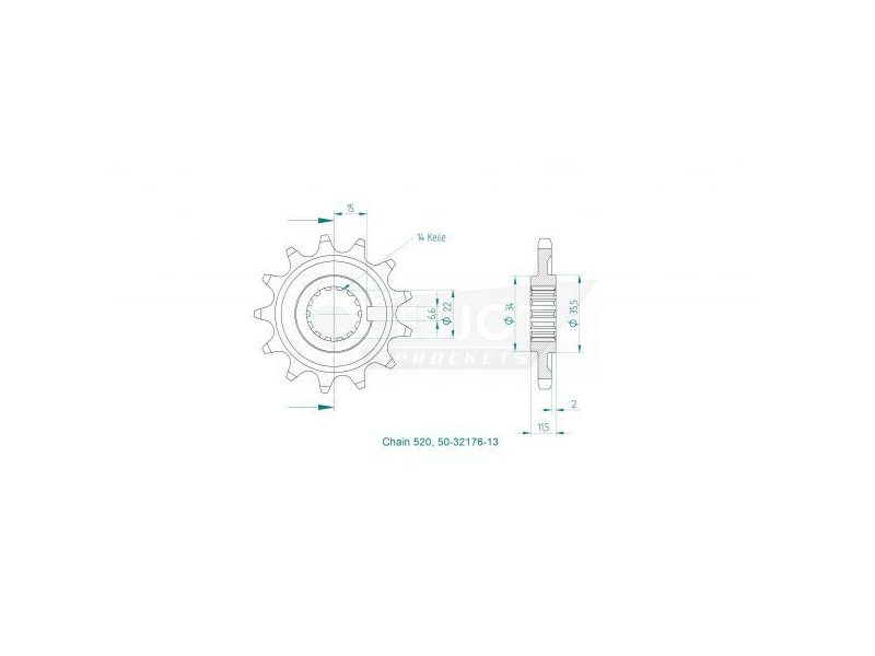 Pignon TT Sherco - 520 - 15 Dents - Made in Germany0