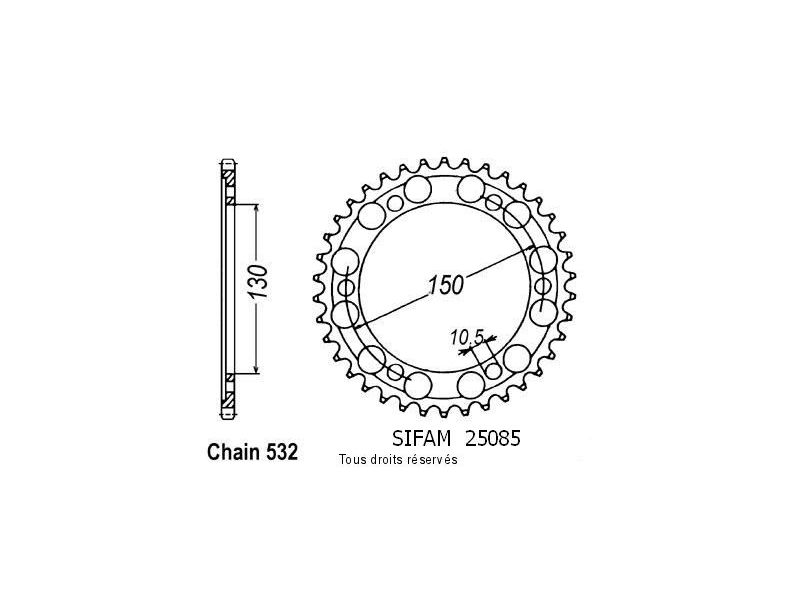 Couronne Yfz 750 R 93-98   Pas532/Z430