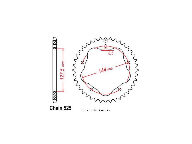Couronne Ducati Hypermotard 5 Trous SANS Porte Moyeu  0