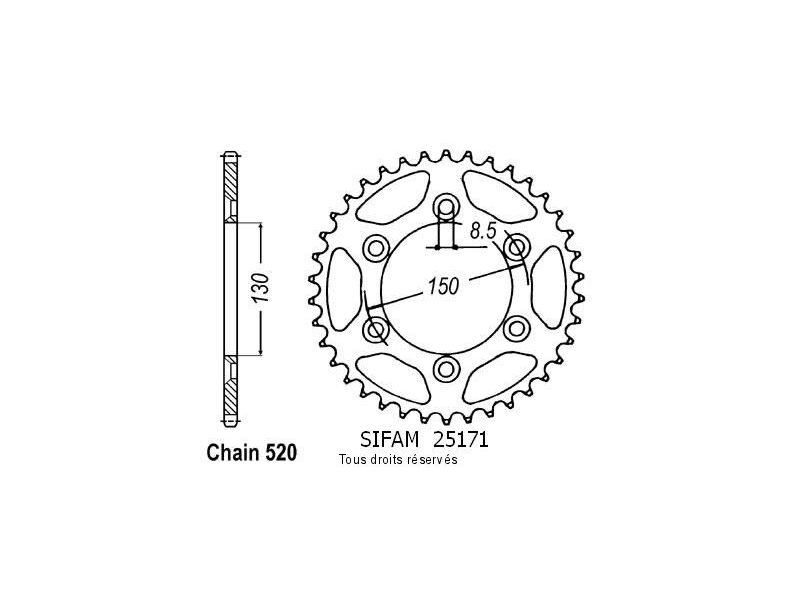 Couronne Yamaha 125/250/400 Yz/Wr 99 07 Pas520/Z410