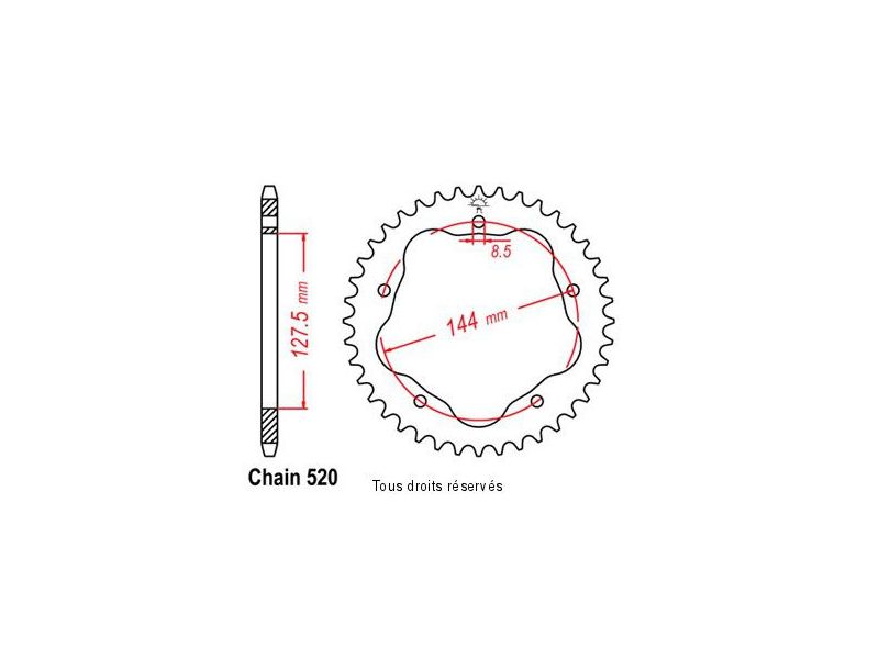 Couronne Ducati 800 S2R SANS PORTE MOYEU Pas520/Z420