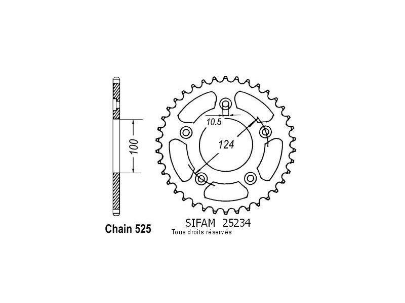 Couronne Ducati 749 R/S 03-   Pas525/Z390