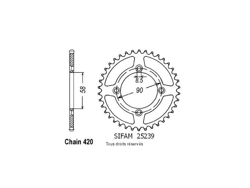 Couronne Honda Xr/Crf 50   Pas420/Z370