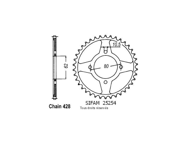 Couronne Tt-r 125  Pts Roues   Pas428/Z490