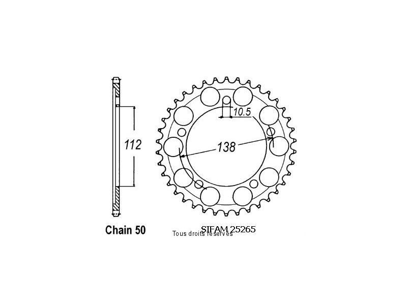 Couronne Yzf R6 99-02 Pas 530   Pas530/Z480