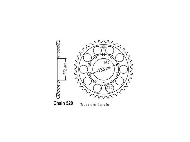 Couronne Racing Alu Pas 520 Yzf 600 R6 99-02 Pas520/Z430