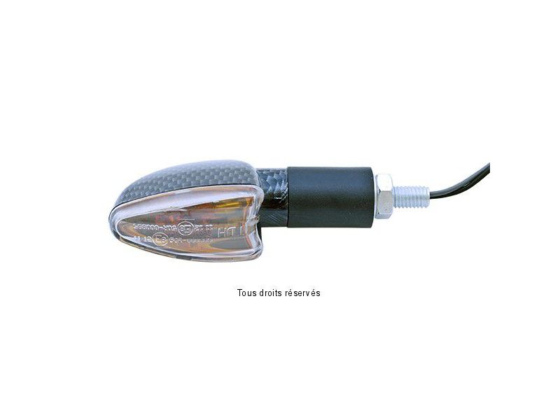 Paire de Mini Clignotants C.E  Triangle Long Look Carbone Ampoule : OL7570 12v 21w0