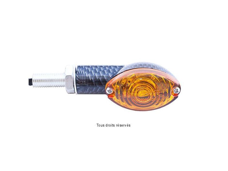 Paire de Mini Clignotants C.E Ovale Long Look Carbone Ampoule : OL7570 12v 15w0