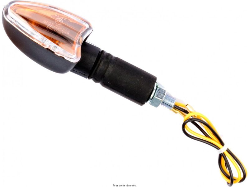 Paire de Mini Clignotants C.E Triangle Long Noir Ampoule : OL7570 12v 21w0