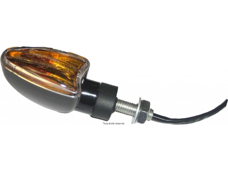 Paire de Mini Clignotants C.E Triangle Court Noir Ampoule : OL7570 12v 21w0
