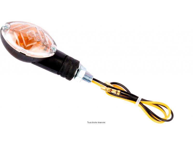 Paire de Mini Clignotants C.E Ovale Court Noir Ampoule : OL7570 12v 21w0