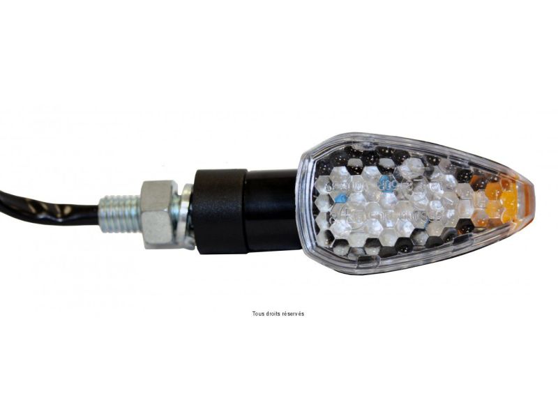 Paire de Mini Cligno LED C.E Triangulaire Court Noir Homologués C.E0