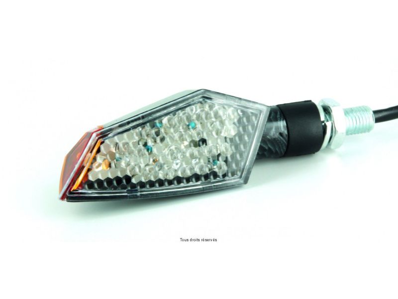 Paire de Mini Cligno LED C.E + Led Latérales - 100 x 35 mm Look Carbone - Homologués C.E0