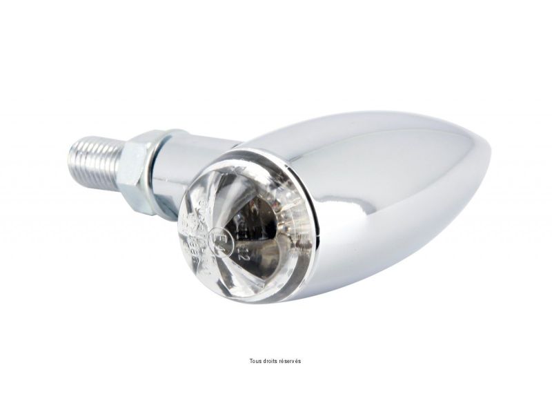 Paire de Mini Cligno LED C.E Bullet Acier Chromé Homologués C.E0
