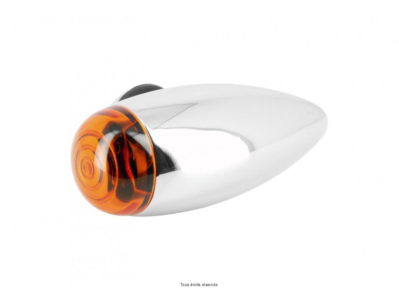 Mini Clignotant Homologué C.E Bullet Chromé-Vendu à l'Unité  Ampoule : OL75500