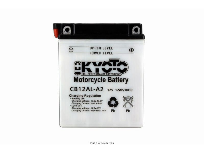 Yb12al-a2 L 135mm  W 81mm  H 161mm 12v 12ah Acide 0,78l + cales1