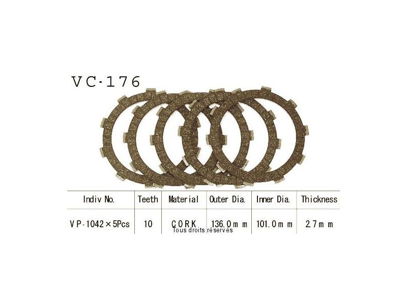 Disques Garnis D'Embrayage Trx250 Fourtrax 85-87  0
