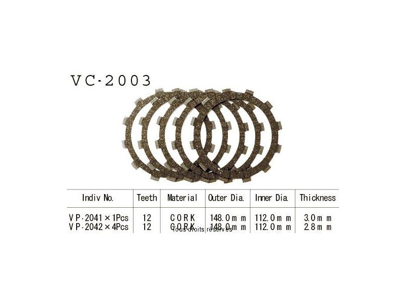 Disques Garnis D'Embrayage Xv 125 Virago 97-00  0