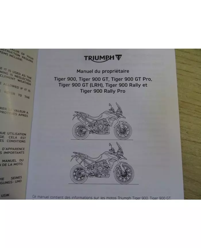 Manuel utilisateur Triumph 900 Tiger tous types 2020/- Speck